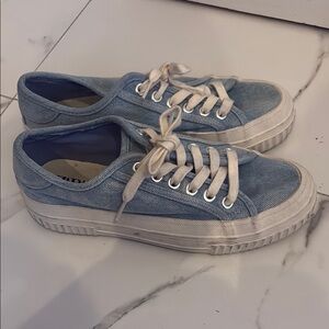 Zara Denim Blue Sneakers with White Laces